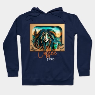 Coffee First! (blue hair dreads) Hoodie